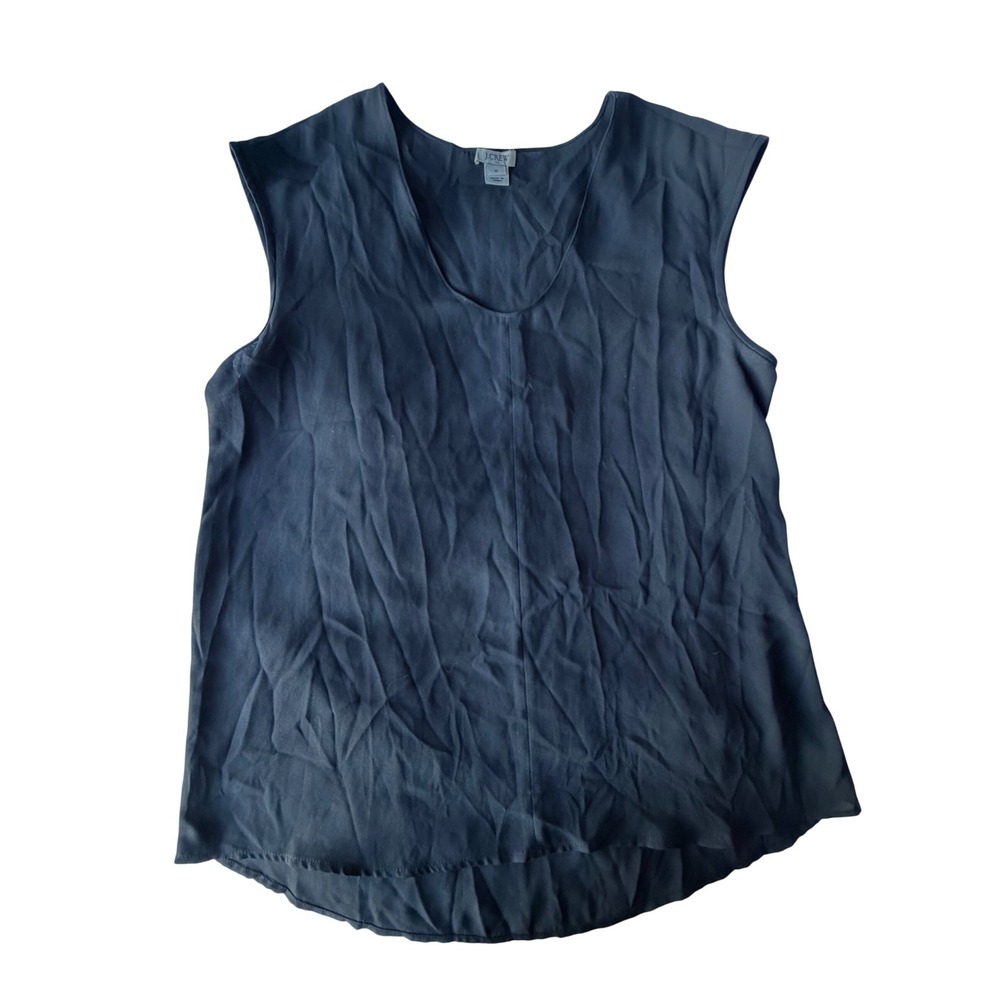 J.Crew Womens Black V-Neck Sleeveless Blouse Top Size 12 H5387 Crepe Shell